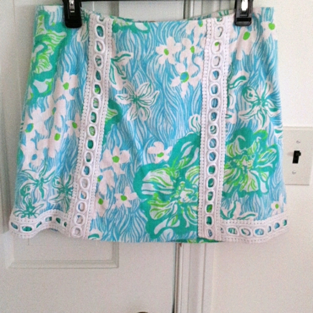 Lilly Pulitzer Blue and Green Floral Skort